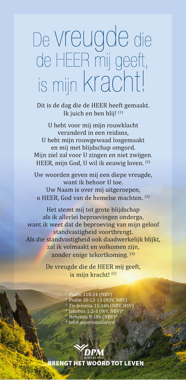 Proclamatiekaart De vreugde die de Heer mij geeft is mijn kracht!