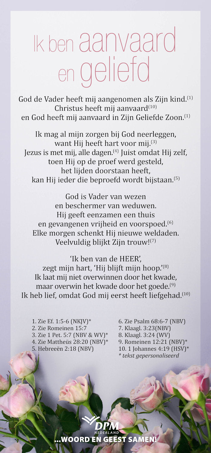Proclamatiekaart Ik ben aanvaard en geliefd