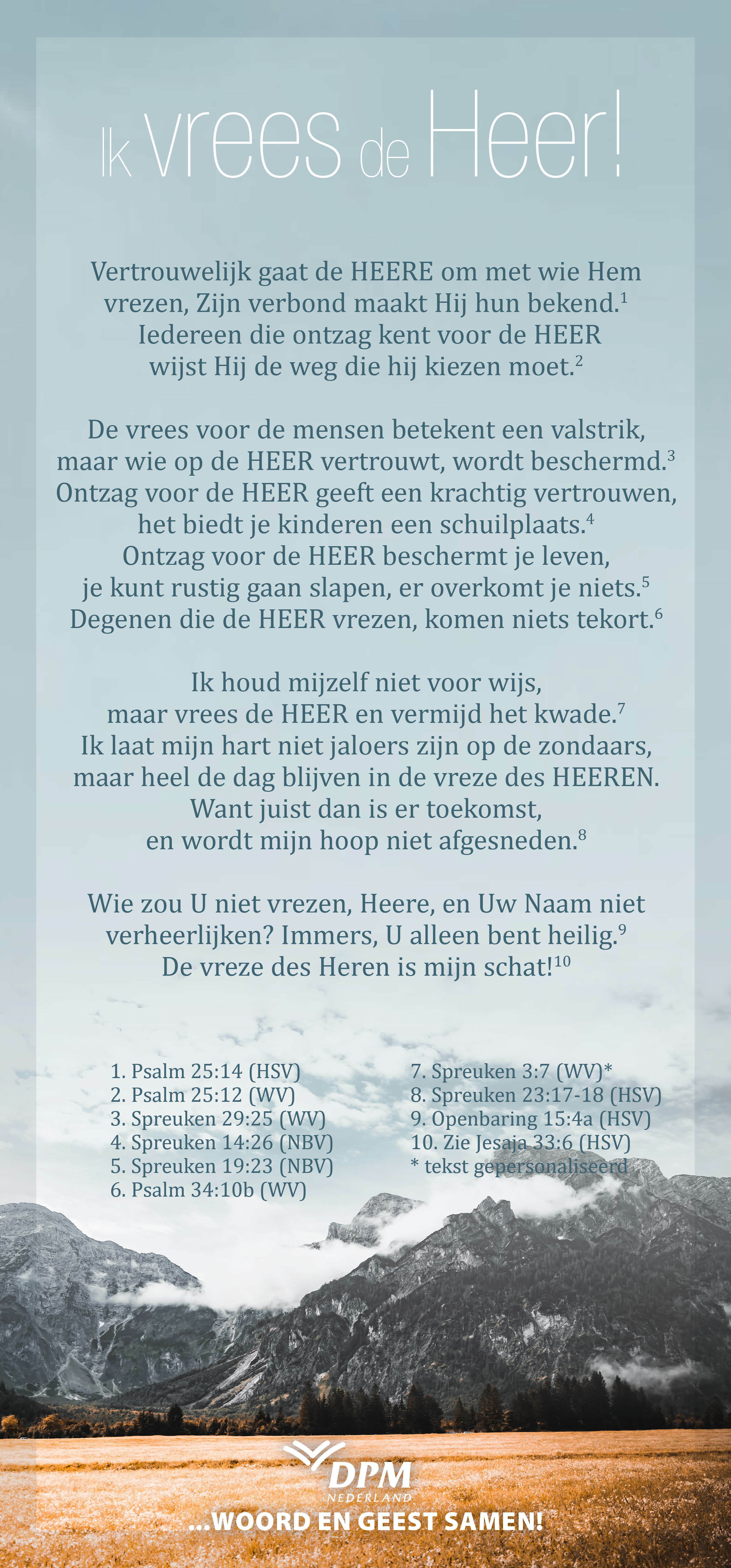 Proclamatiekaart Ik vrees de Heer